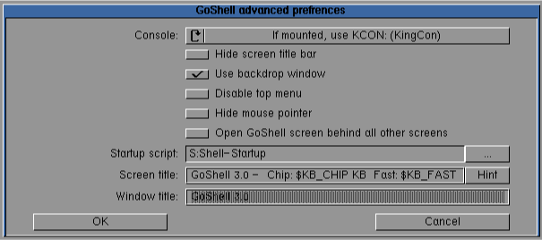 GoShell advanced preferences